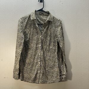 J. McLaughlin Cheetah Animal Print brown Collared button‎ up shirt women XS